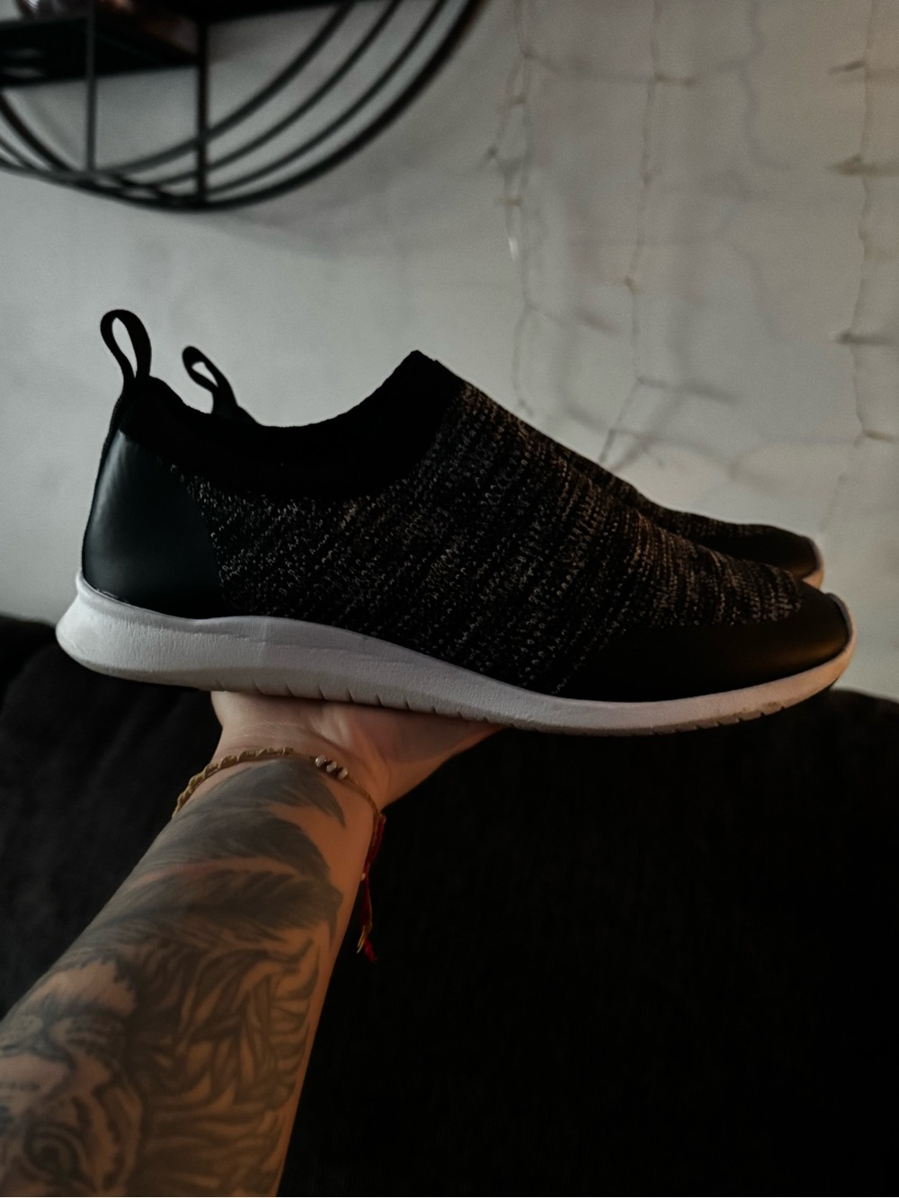 Ideology Black Slip-On Knit Sneakers with White Sole